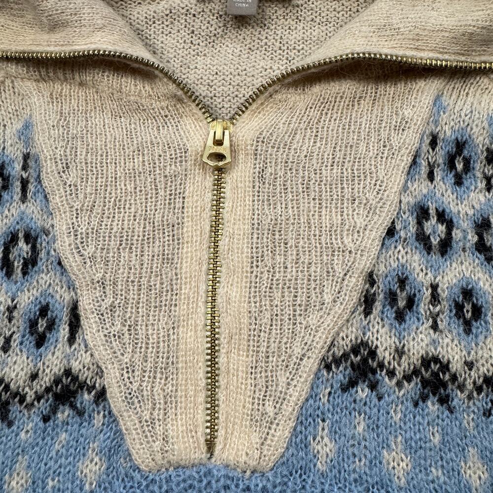 J.Crew Fair Isle Half-Zip Sweater Brushed Yarn Lash Knit Alpaca Wool Blend XL - Picture 7 of 16